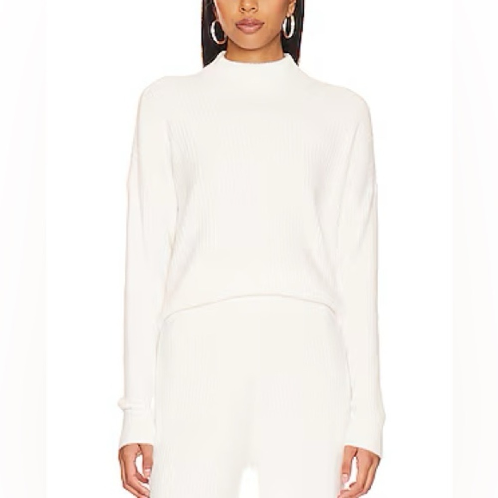 Spiritual Gangster Funnel Neck Rib Sweater Ivory sz M